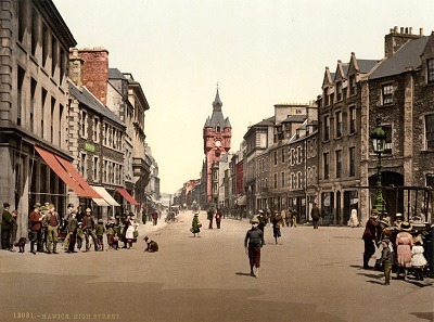 High Street, Hawick 1890s. Photochrom Print