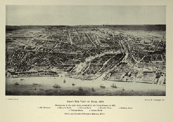 Bird's Eye View of Hull, 1880: From Tomlinson's The North Eastern Railway