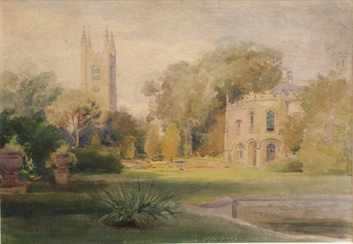 Conington Castle, Conington, Hertfordshire c. 1900. By John Norman Heathcote (1863-1946)