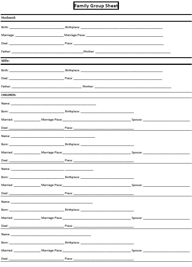 Family Group Sheet