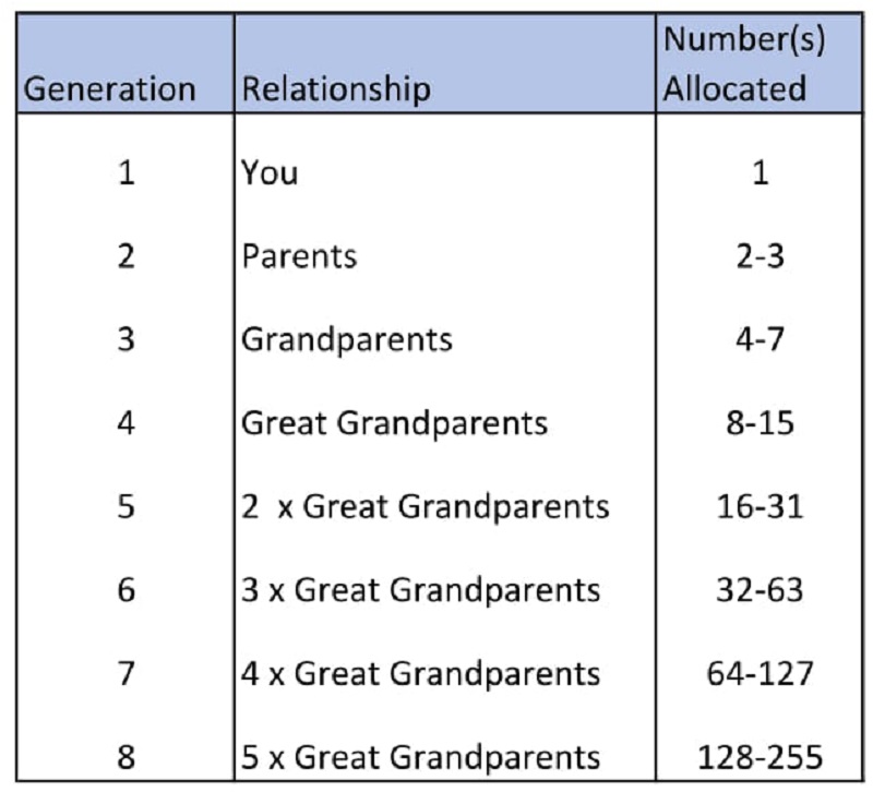 Family Tree Numbering System