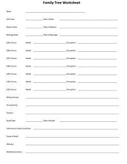 Family Tree Worksheet