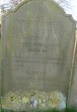 Memorial Inscription - Elizabeth Wright (St Peter and St Paul, Nether Heyford, Northamptonshire)