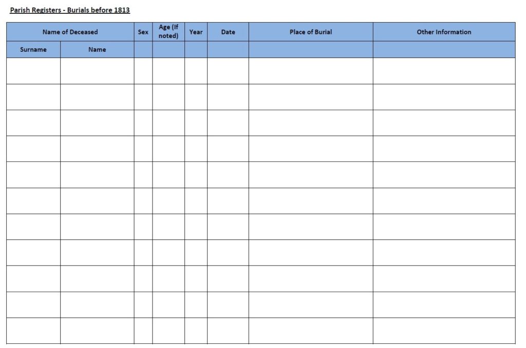 Burial Records pre-1813