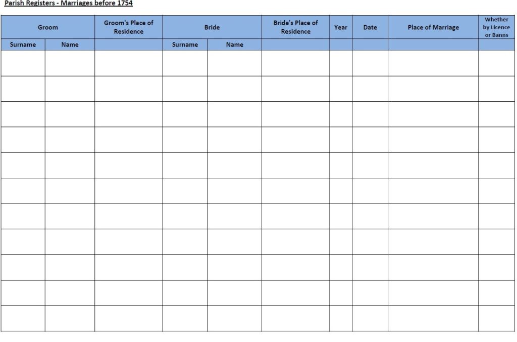 Marriage Records Pre-1754