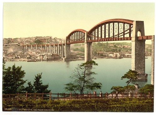 Saltash Bridge, Plymouth. c. 1890-1900. Photocrom Print Collection