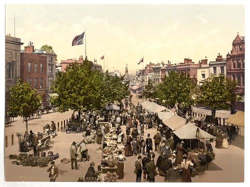 The Parade, Market Day, Taunton. c. 1890-1900. Photocrom Print Collection