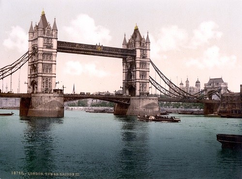 Tower Bridge, London. c. 1900. Photocrom Print
