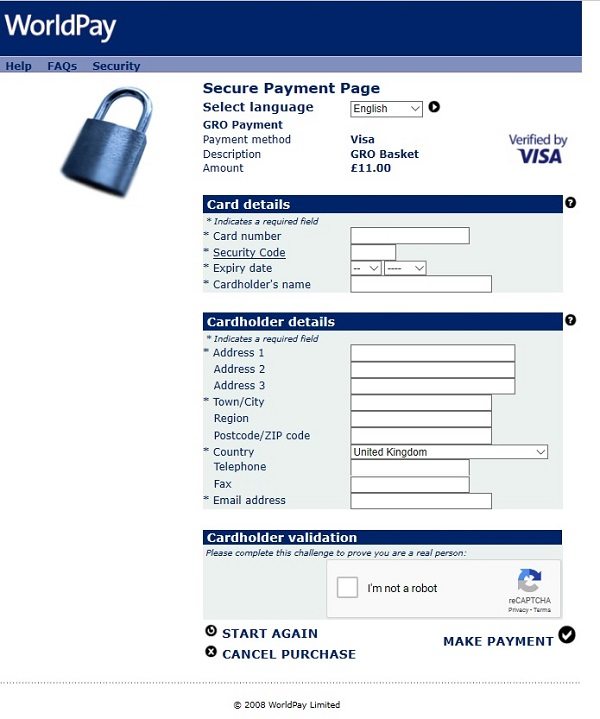 Enter payment details (GRO)